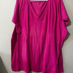 Women's Pink V-Neck Top